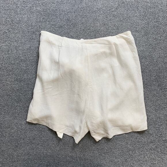 Mr. Buho Shorts Womens S Small White Cotton Tie Front Wrap Side Zip Wide Guazy - Picture 8 of 10